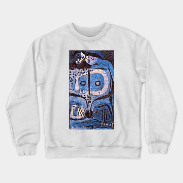 Lovers in Blue Crewneck Sweatshirt by camusartist